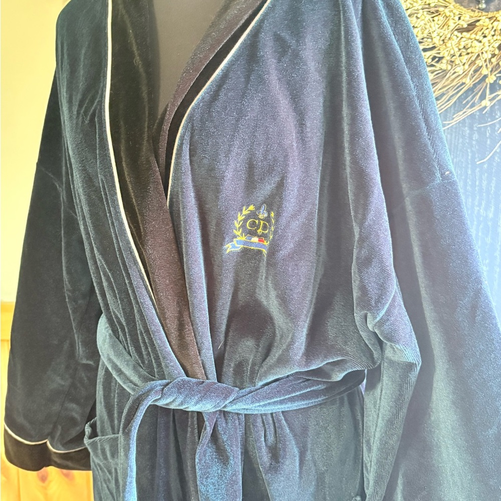 vintage Christian Dior Monsieur navy blue velvet robe unisex one-size - Picture 2 of 7